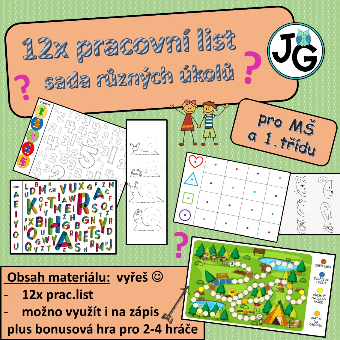 12x pracovní list pro MŠ a 1.třídu - Český jazyk | UčiteléUčitelům.cz