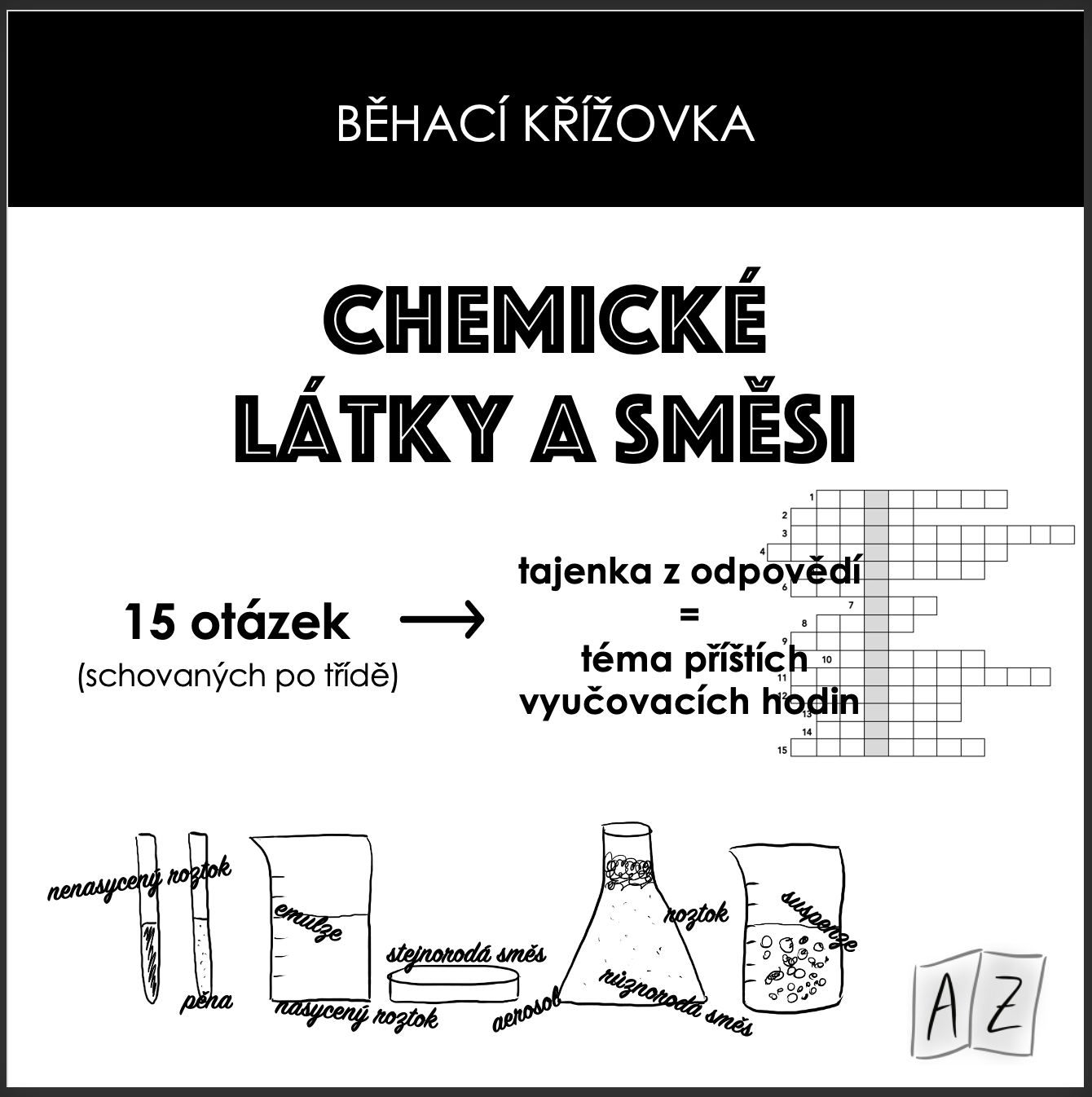 Běhací křížovka - chemické látky a směsi - Chemie | UčiteléUčitelům.cz