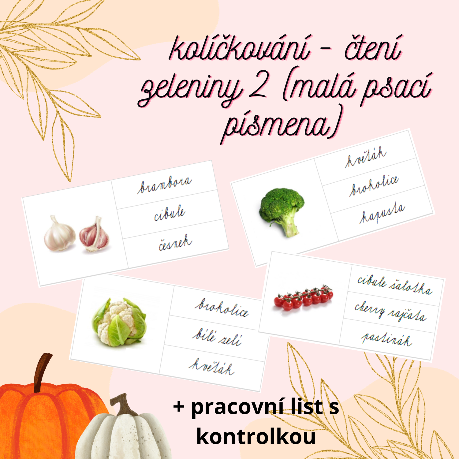 kolíčkování - čtení zeleniny 2 (malá psací písmena) - Český jazyk ...