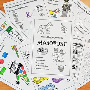 Masopust - pracovní listy pro předškoláky