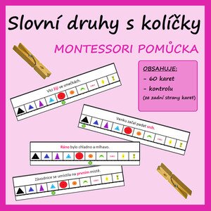 Slovní druhy s kolíčky (Montessori pomůcka)