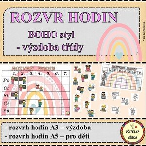ROZVR HODIN - BOHO styl - výzdoba třídy + rozvrh pro děti