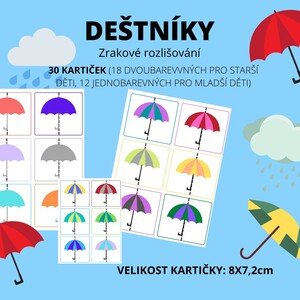 Deštníky - kartičky zrakové rozlišování
