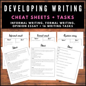 Writing cheat sheets + 16 writing tasks