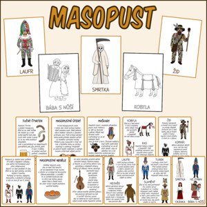 Masopust - Karty maškar + Omalovánky