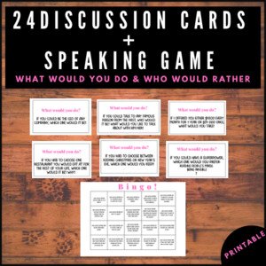 Discussion cards- 24 Questions + Speaking game