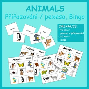 Animals - přiřazování / pexeso, bingo