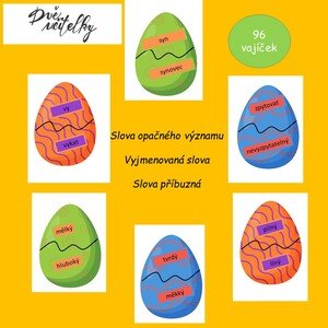 Velikonoční vajíčka - slova opačného významu, vyjmenovaná slova, slova příbuzná