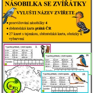Násobilka 4 se zvířátky- ptáci ČR