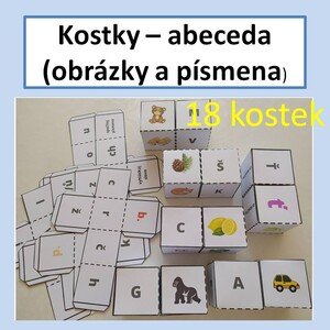 Kostky - abeceda (písmena, obrázky)