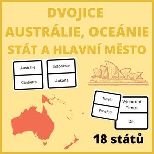 Hlavní města - Austrálie, Oceánie (přiřazování do dvojic / selfcorrecting karty)