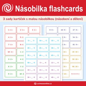 Násobilka flashcards - 3 sady kartiček s malou násobilkou (násobení a dělení)