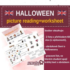Halloween obrázkové čtení + pracovní list