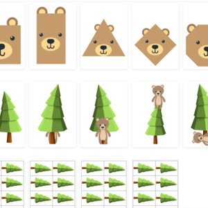 Hra Kde je medvídek - prostorové pojmy a medvědí geometrické tvary 