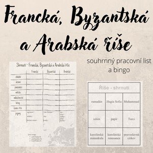 Francká, Byzantská, Arabská říše - pracovní list, bingo