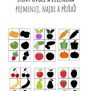 Stíny "Ovoce a zelenina" - malé demonstrační kartičky