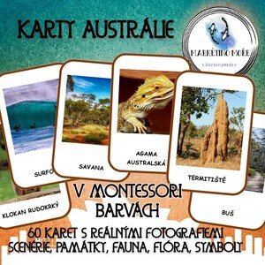 Austrálie - karty - Montessori barvy