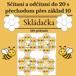  Včelky - sčítání a odčítání do 20 s přechodem přes základ 10 - 2.ročník