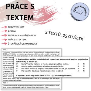 PRÁCE S TEXTEM – příprava na přijímací zkoušky