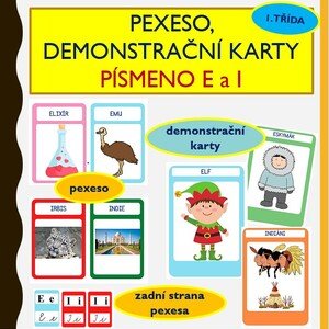 PÍSMENO I a E  (pexeso, demonstrační karty)