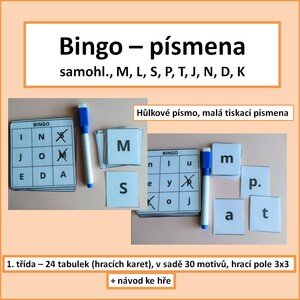 Bingo - písmena (samohl., M, L, S, P, T, J, N, D, K)