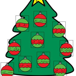 Zdobení vánočního stromečku s vyjmenovanými slovy po B a L