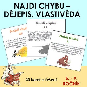 Najdi chybu - české dějiny - kartičky