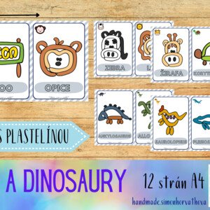 Plastelína, Zoo, Dinosauři, Zvířátka, Živočichové, Podložky pod plastelínu, Hra s plastelínou