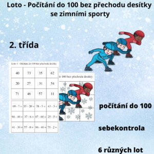 Loto - Počítání do 100 bez přechodu desítky se zimními sporty