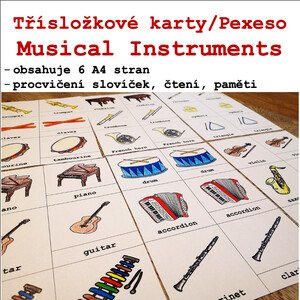 Třísložkové karty/Pexeso - Musical Instruments