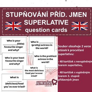Stupňování přídavných jmen SUPERLATIVE question cards