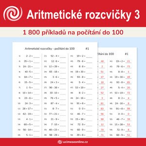 Aritmetické rozcvičky 3 - 30 pracovních listů, sčítání a odčítání do 100, malá násobilka