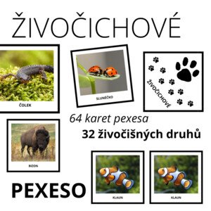 PEXESO - živočichové - 32 druhů