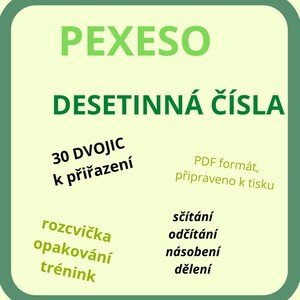 Pexeso - desetinná čísla