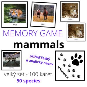 MAMMALS - memory game (pexeso) - big set (100 cards)