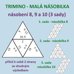 Trimino – NÁSOBILKA 8, 9, 10 – násobení a dělení (3 sady)