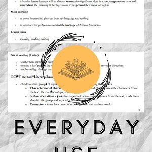 Plán vyučovací hodiny - Everyday use