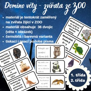 Domino - věty o zvířátkách v ZOO