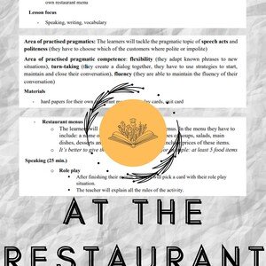 At the restaurant - Lesson plan