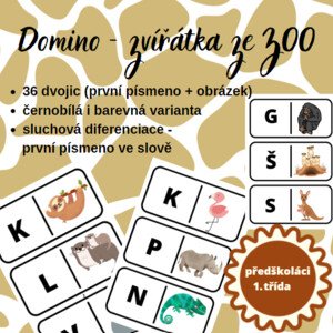 Domino - první písmeno - zvířata v ZOO