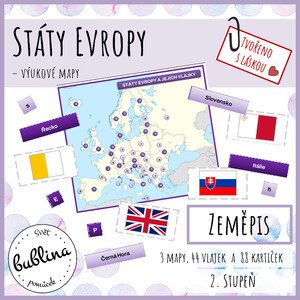 Státy Evropy - výuková mapa s vlajkami