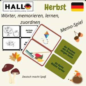 Herbst Memo-Spiel, Karten, Vokabeln
