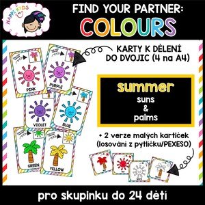Find your partner - COLOURS (summer) - kartičky pro utvoření dvojic a pexeso