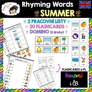 RHYMING WORDS - SUMMER - pracovní listy, domino, flashcards