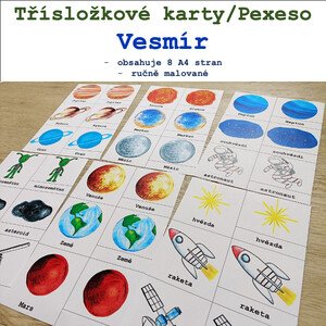 Třísložkové karty/Pexeso - Vesmír