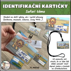 Identifikační kartičky - safari téma