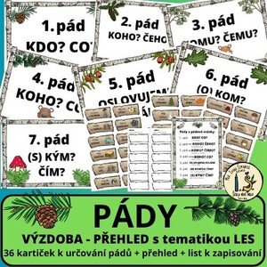 PÁDY - PŘEHLED + 36 KARTIČEK s tématikou LES