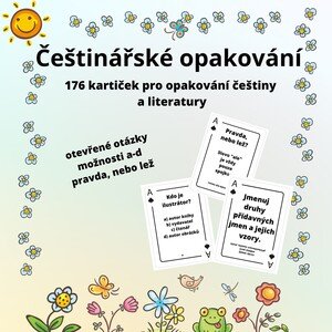 Češtinářské opakování (176 herních karet, otázky a odpovědi)