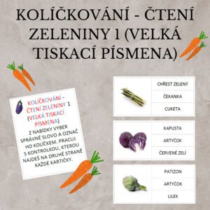 kolíčkování - čtení zeleniny 1 (velká tiskací písmena)