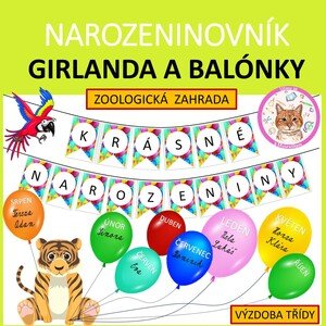 NAROZENINOVNÍK - Girlanda a tygr s balónky